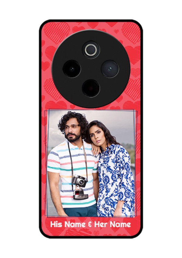 iQOO Z10 5G Custom Glass Phone Case - With Red Heart Symbols Design
