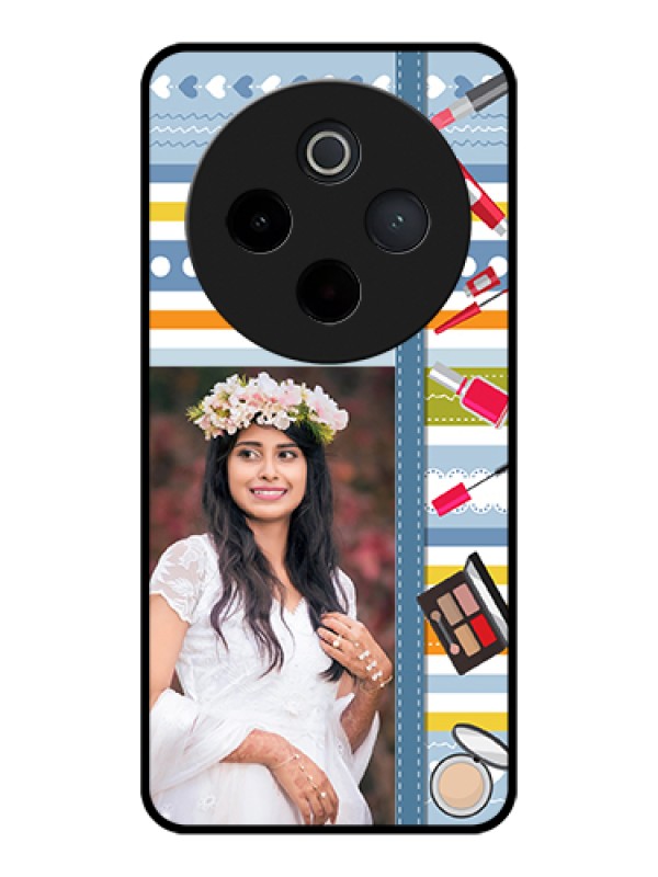 Custom iQOO Z10 5G Custom Glass Phone Case - Makeup Icons Design