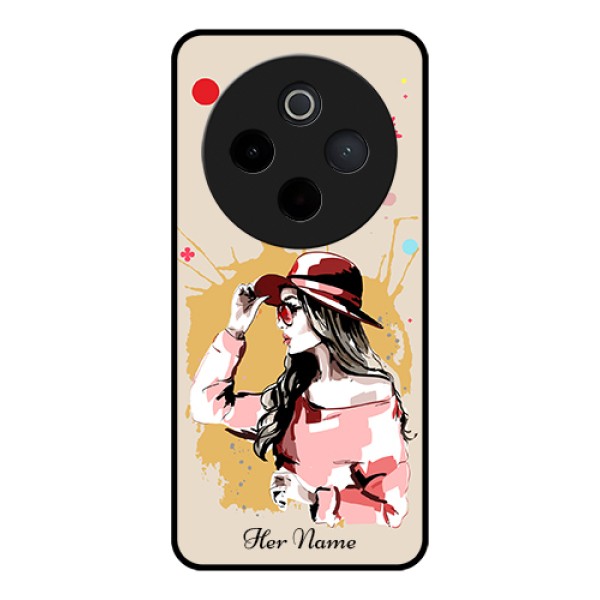 iQOO Z10 5G Custom Glass Phone Case - Women With Pink Hat Design iQOO Z10 5G Custom Glass Phone Case - Women With Pink Hat Design