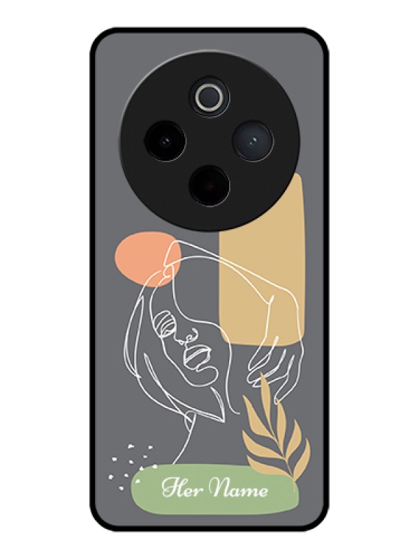 Custom iQOO Z10 5G Custom Glass Phone Case - Gazing Woman Line Art Design