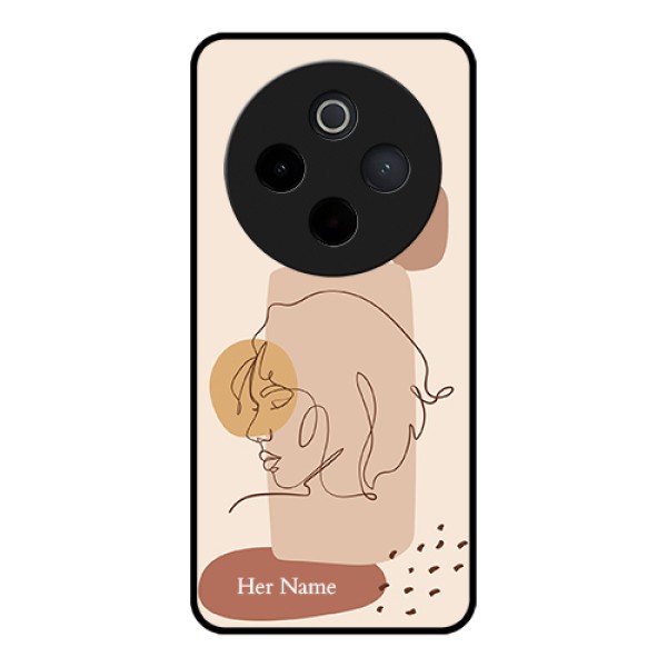 iQOO Z10 5G Custom Glass Phone Case - Calm Woman Line Art Design iQOO Z10 5G Custom Glass Phone Case - Calm Woman Line Art Design