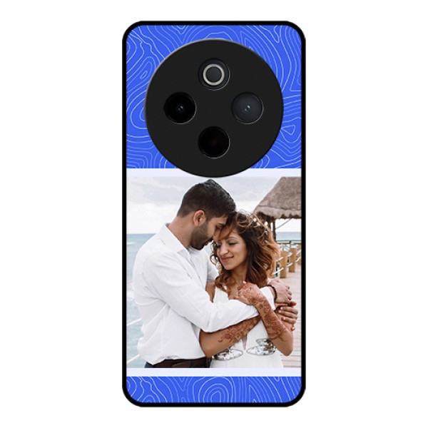 iQOO Z10 5G Custom Glass Phone Case - Curved Line Art With Blue And White Design iQOO Z10 5G Custom Glass Phone Case - Curved Line Art With Blue And White Design