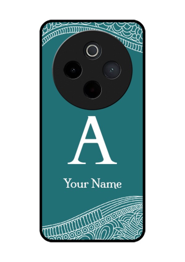 iQOO Z10 5G Custom Glass Phone Case - Line Art Pattern With Custom Name Design