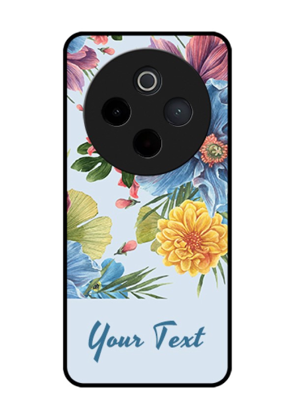 iQOO Z10 5G Custom Glass Phone Case - Stunning Watercolored Flowers Painting Design