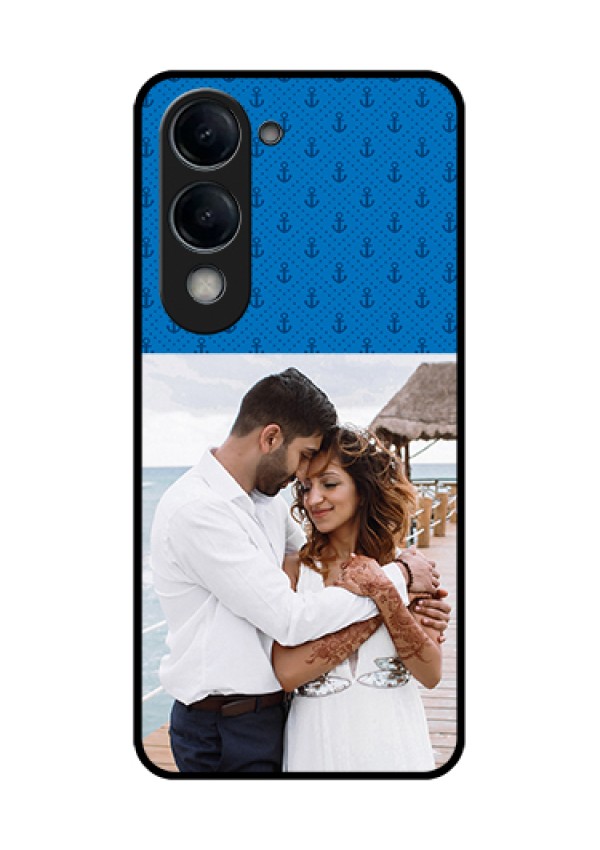 iQOO Z10 Lite Custom Glass Phone Case - Blue Anchors Design
