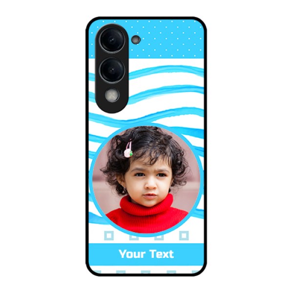 iQOO Z10 Lite Custom Glass Phone Case - Simple Blue Case Design