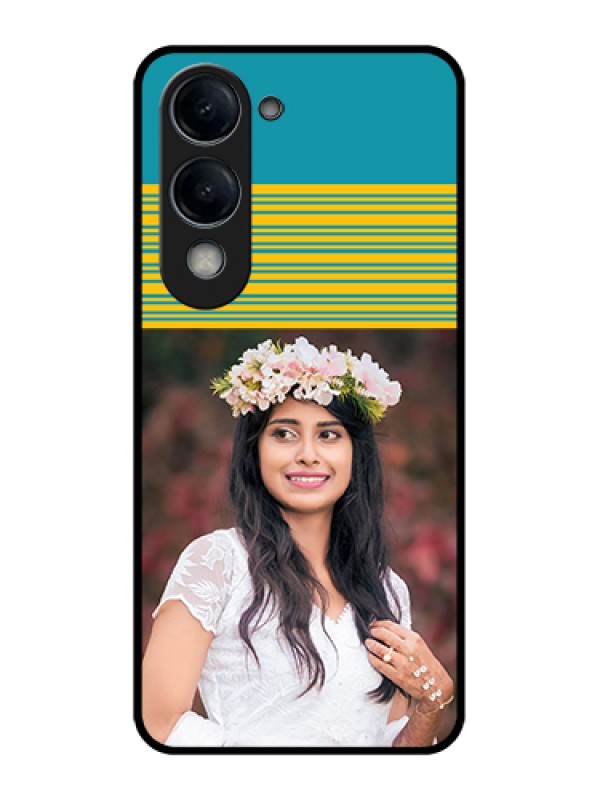 Custom iQOO Z10 Lite Custom Glass Phone Case - Yellow & Blue Design