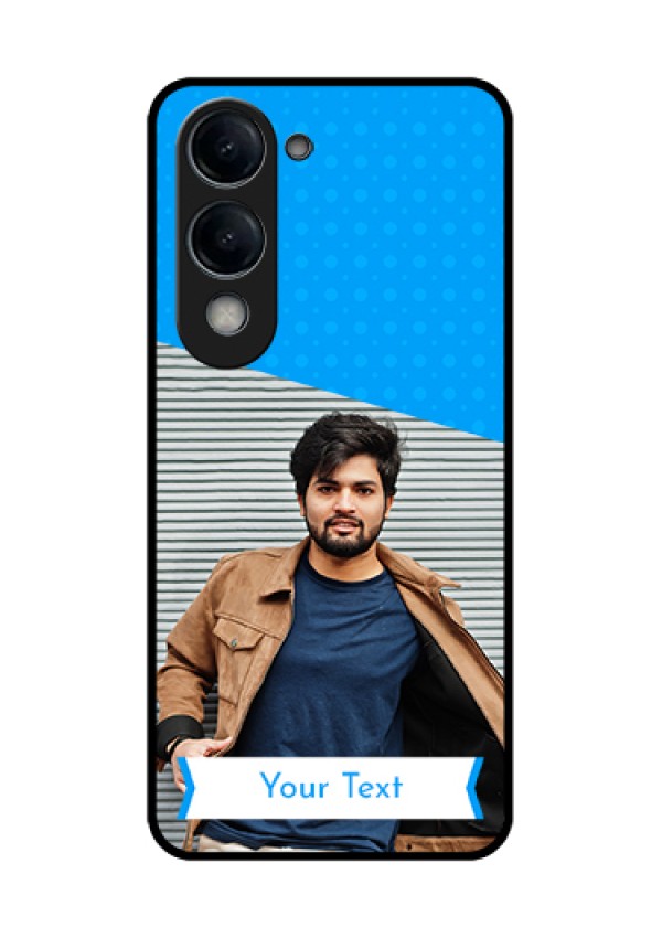 iQOO Z10 Lite Custom Glass Phone Case - Simple Blue Color Design