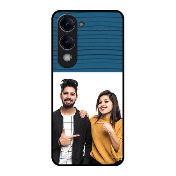 iQOO Z10 Lite Custom Glass Phone Case - Blue Pattern Cover Design iQOO Z10 Lite Custom Glass Phone Case - Blue Pattern Cover Design