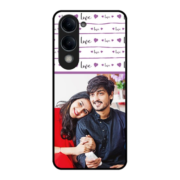 iQOO Z10 Lite Custom Glass Phone Case - Couples Heart Design