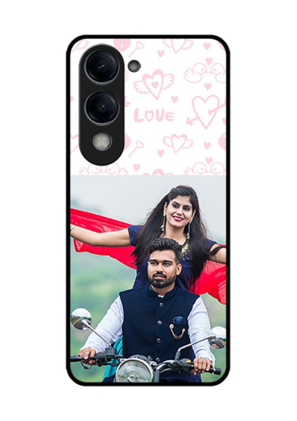 iQOO Z10 Lite Custom Glass Phone Case - Pink Flying Heart Design