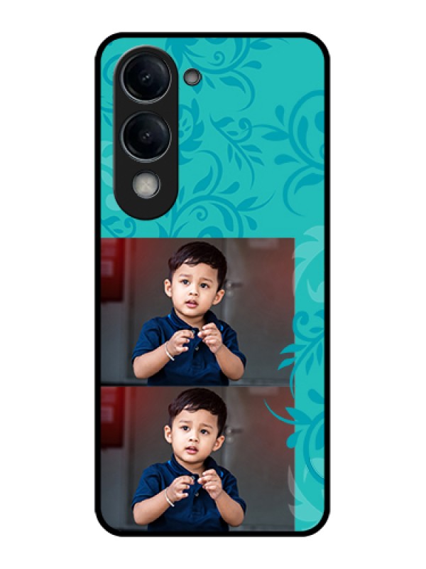 Custom iQOO Z10 Lite Custom Glass Phone Case - With Photo And Green Floral Design