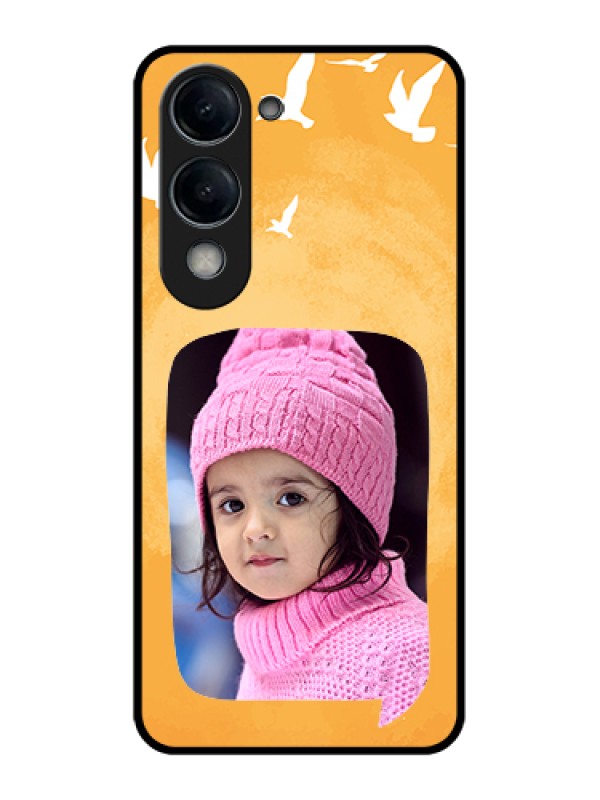 Custom iQOO Z10 Lite Custom Glass Phone Case - Water Color Design With Bird Icons