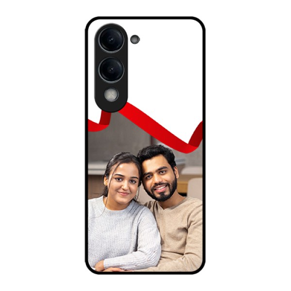 iQOO Z10 Lite Custom Glass Phone Case - Red Ribbon Frame Design