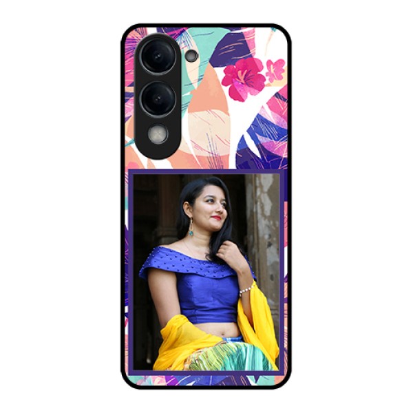 iQOO Z10 Lite Custom Glass Phone Case - Abstract Floral Design