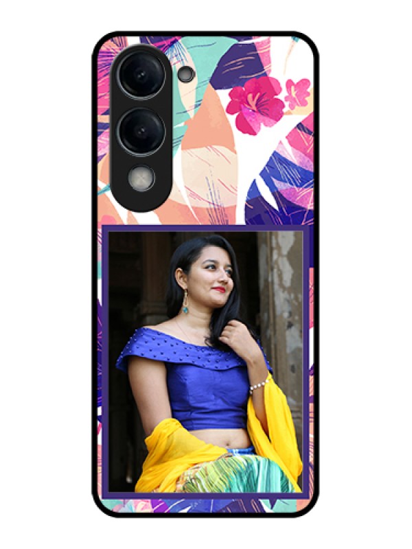 Custom iQOO Z10 Lite Custom Glass Phone Case - Abstract Floral Design