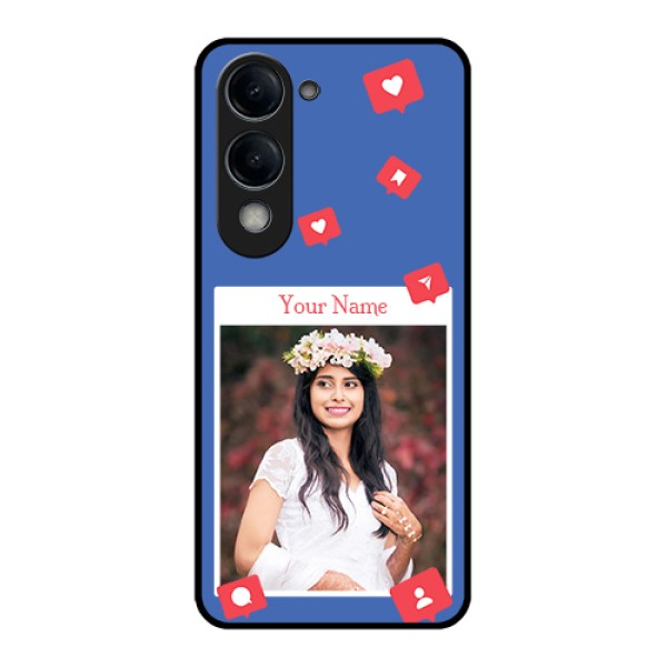 iQOO Z10 Lite Custom Glass Phone Case - Like Share And Comment Design