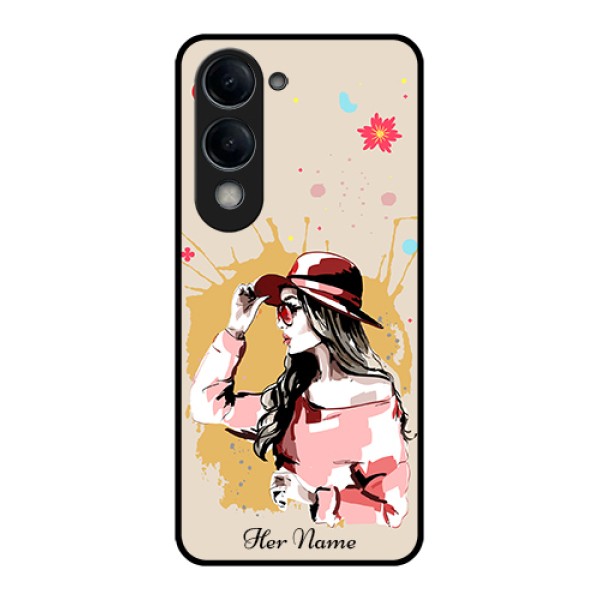 iQOO Z10 Lite Custom Glass Phone Case - Women With Pink Hat Design iQOO Z10 Lite Custom Glass Phone Case - Women With Pink Hat Design