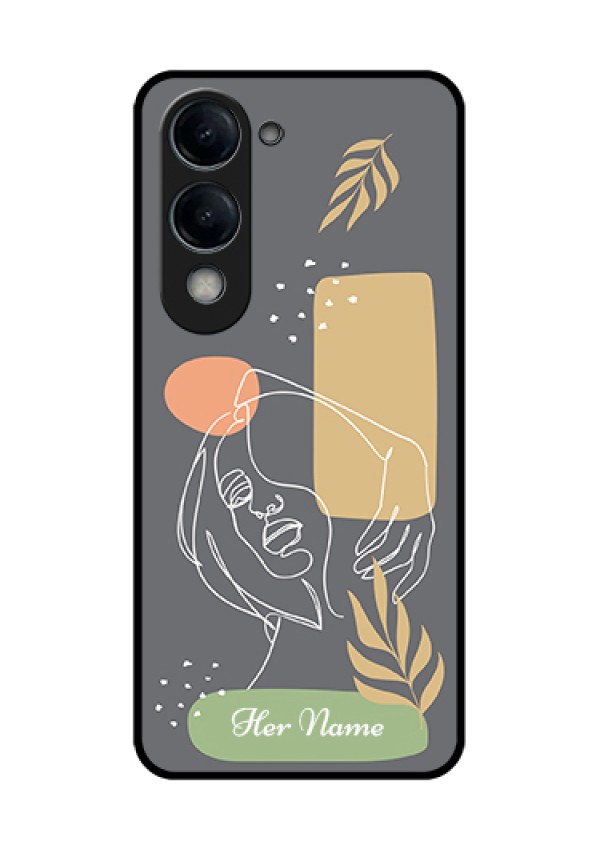 iQOO Z10 Lite Custom Glass Phone Case - Gazing Woman Line Art Design