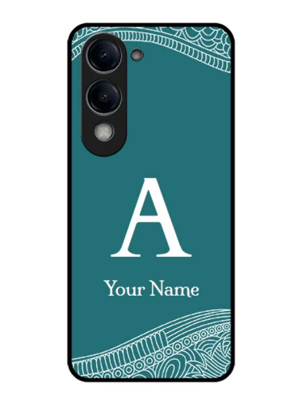Custom iQOO Z10 Lite Custom Glass Phone Case - Line Art Pattern With Custom Name Design