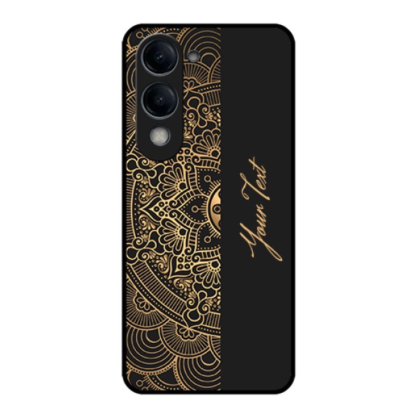 iQOO Z10 Lite Custom Glass Phone Case - Mandala Art With Custom Text Design