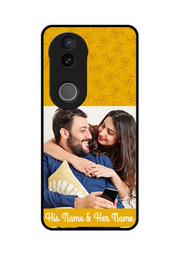 iQOO Z10R Custom Glass Phone Case - Yellow Floral Design
