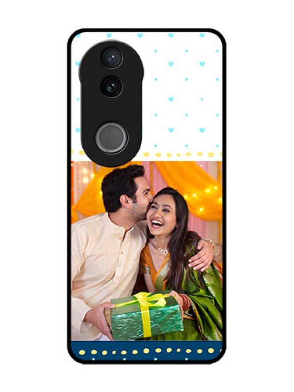 Custom iQOO Z10R Custom Glass Phone Case - White And Blue Abstract Design