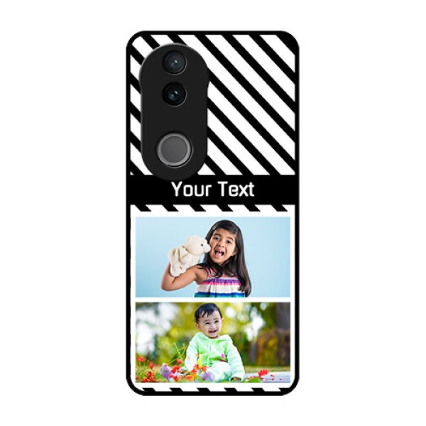 iQOO Z10R Custom Glass Phone Case - Black And White Stripes Design