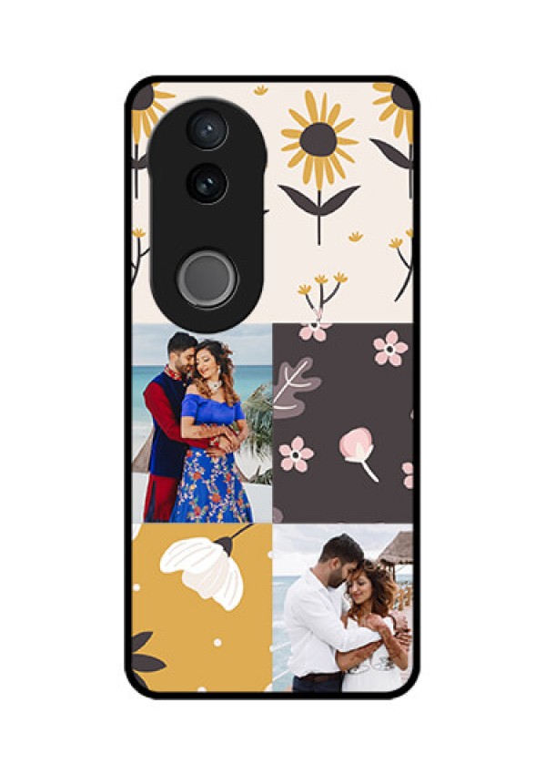 iQOO Z10R Custom Glass Phone Case - 3 Images With Floral Design