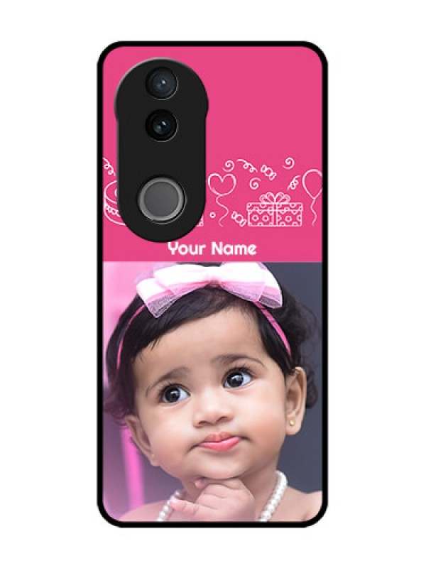 Custom iQOO Z10R Custom Glass Phone Case - With Birthday Line Art Design