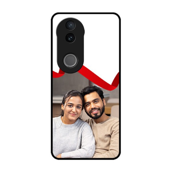 iQOO Z10R Custom Glass Phone Case - Red Ribbon Frame Design