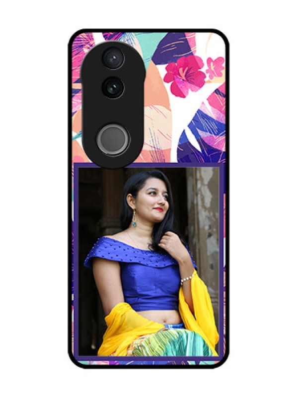 Custom iQOO Z10R Custom Glass Phone Case - Abstract Floral Design