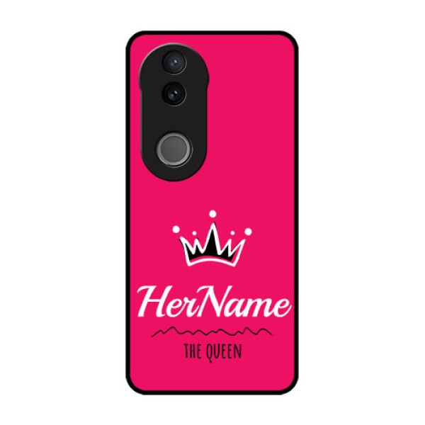 iQOO Z10R Custom Glass Phone Case - Queen With Name Design iQOO Z10R Custom Glass Phone Case - Queen With Name Design