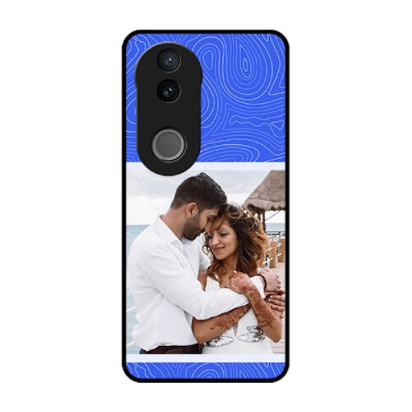 iQOO Z10R Custom Glass Phone Case - Curved Line Art With Blue And White Design iQOO Z10R Custom Glass Phone Case - Curved Line Art With Blue And White Design