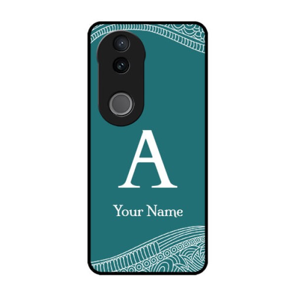 iQOO Z10R Custom Glass Phone Case - Line Art Pattern With Custom Name Design iQOO Z10R Custom Glass Phone Case - Line Art Pattern With Custom Name Design