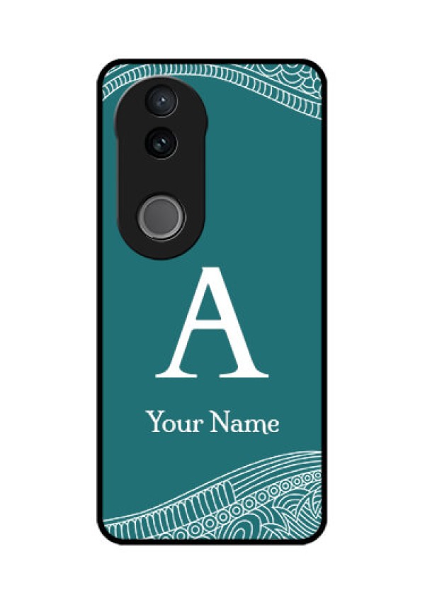 iQOO Z10R Custom Glass Phone Case - Line Art Pattern With Custom Name Design