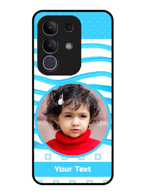 Custom iQOO Z10x 5G Custom Glass Phone Case - Simple Blue Case Design