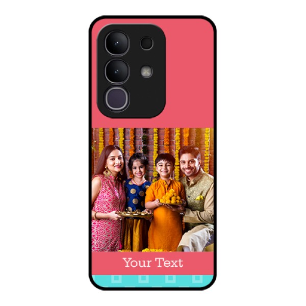 iQOO Z10x 5G Custom Glass Phone Case - Peach & Blue Color Design iQOO Z10x 5G Custom Glass Phone Case - Peach & Blue Color Design