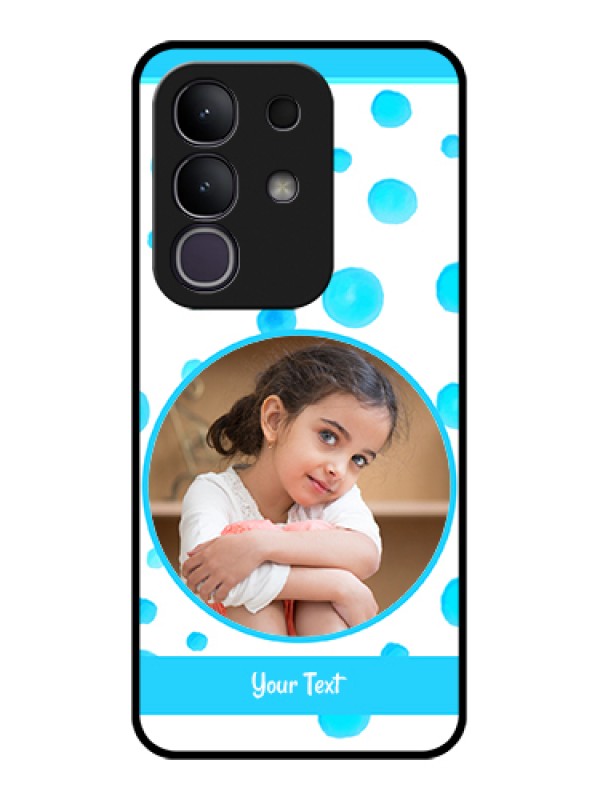 Custom iQOO Z10x 5G Custom Glass Phone Case - Blue Bubbles Pattern Design