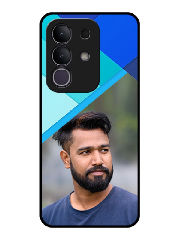 Custom iQOO Z10x 5G Custom Glass Phone Case - Blue Pattern Design