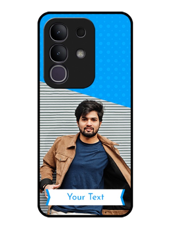 Custom iQOO Z10x 5G Custom Glass Phone Case - Simple Blue Color Design