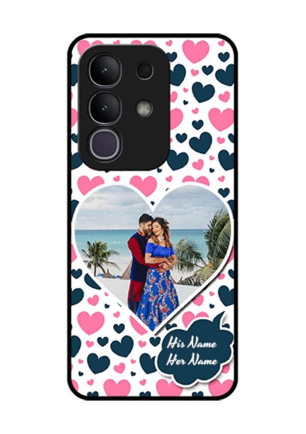 iQOO Z10x 5G Custom Glass Phone Case - Pink & Blue Heart Design