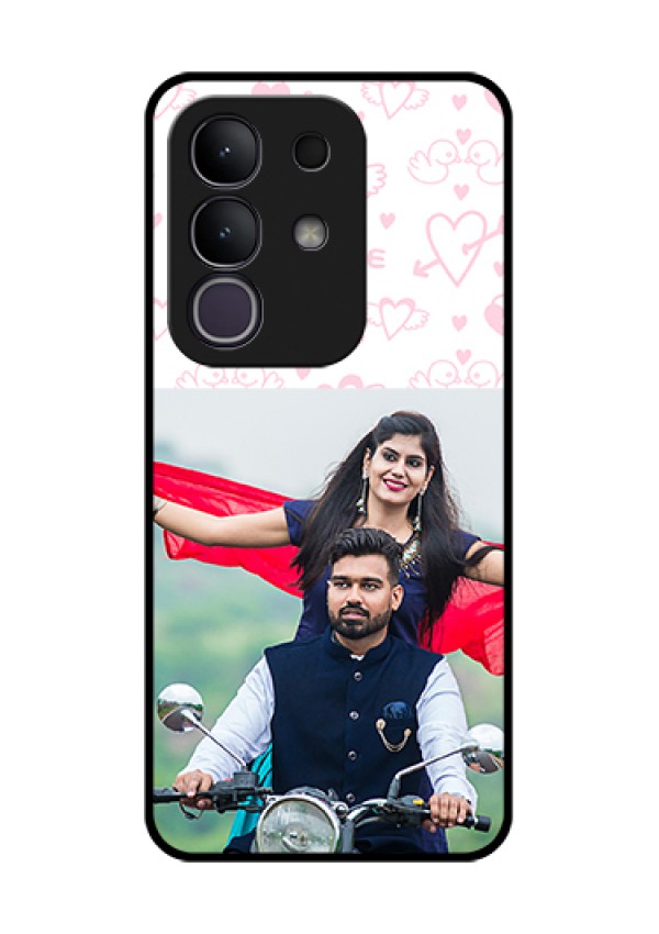 iQOO Z10x 5G Custom Glass Phone Case - Pink Flying Heart Design