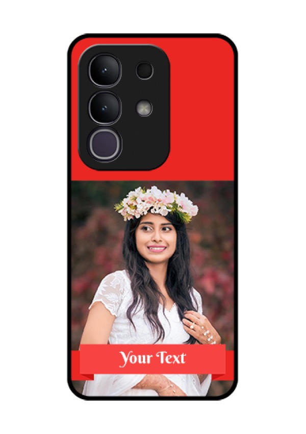 iQOO Z10x 5G Custom Glass Phone Case - Simple Red Color Design