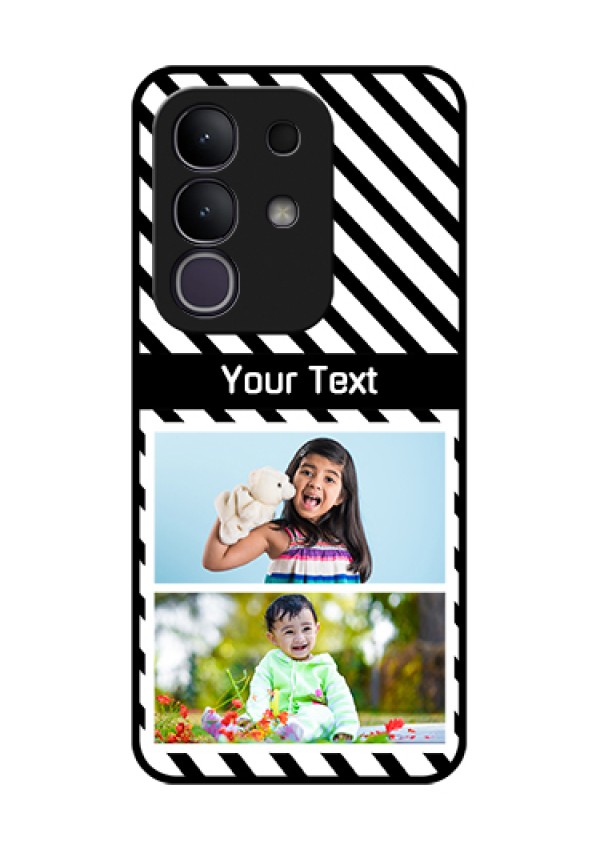 iQOO Z10x 5G Custom Glass Phone Case - Black And White Stripes Design