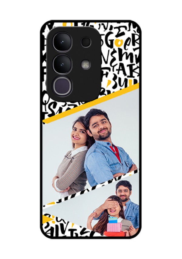 iQOO Z10x 5G Custom Glass Phone Case - Letters Pattern Design