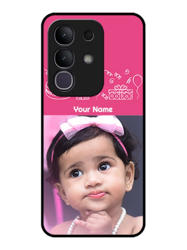 Custom iQOO Z10x 5G Custom Glass Phone Case - With Birthday Line Art Design