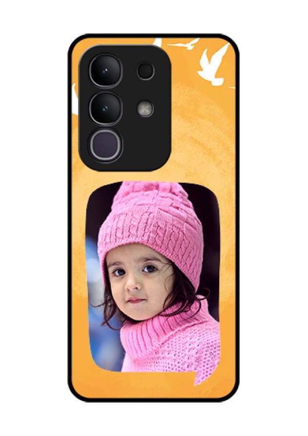 iQOO Z10x 5G Custom Glass Phone Case - Water Color Design With Bird Icons