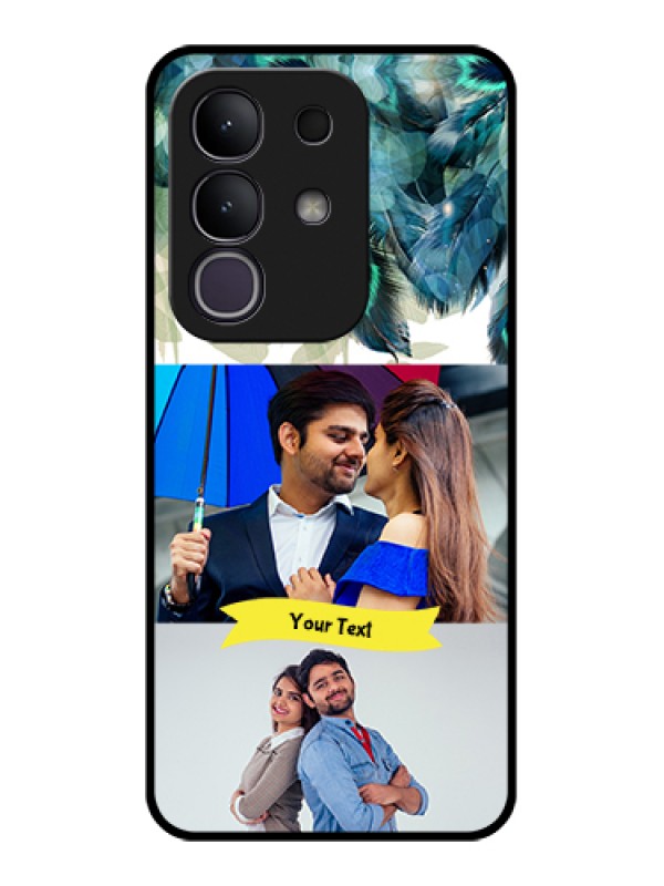 Custom iQOO Z10x 5G Custom Glass Phone Case - Image With Boho Peacock Feather Design