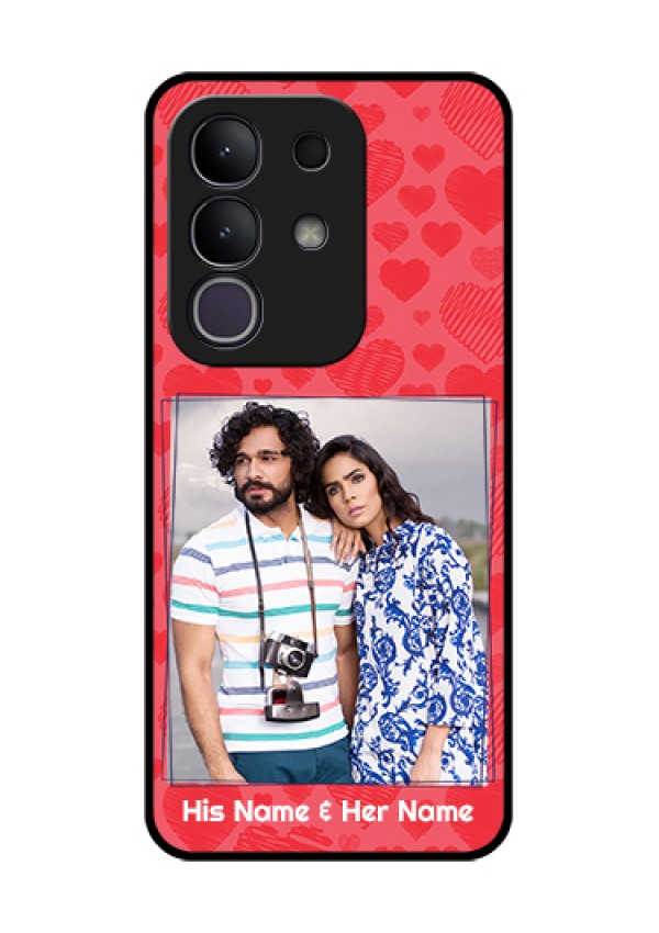 iQOO Z10x 5G Custom Glass Phone Case - With Red Heart Symbols Design
